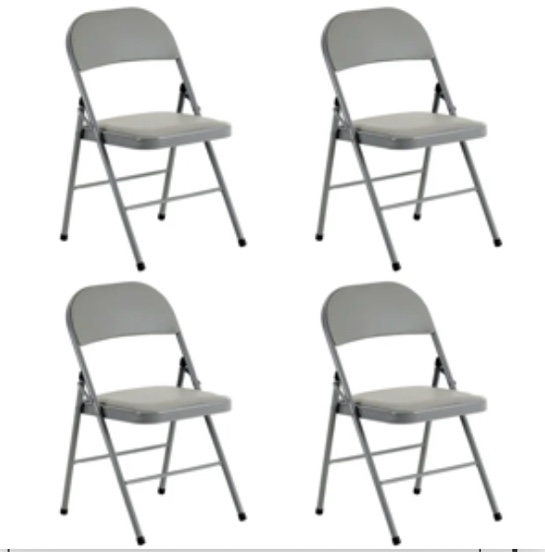UBesGoo Set of 4 Padded Folding Chair Portable Dining Chairs Heavy Duty Party Chairs with Metal Frame Gray