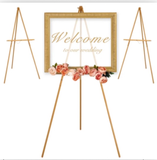 VISWIN 3 Pcs 63" Golden Wooden Tripod Display Easel Stand for Wedding Sign, Poster