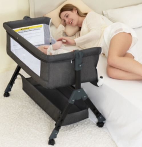 kmaier Baby Bassinet Sleeper, Adjustable Bedside Sleeper, Lightweight and Convenient for 0-18 Months-Dark Gray