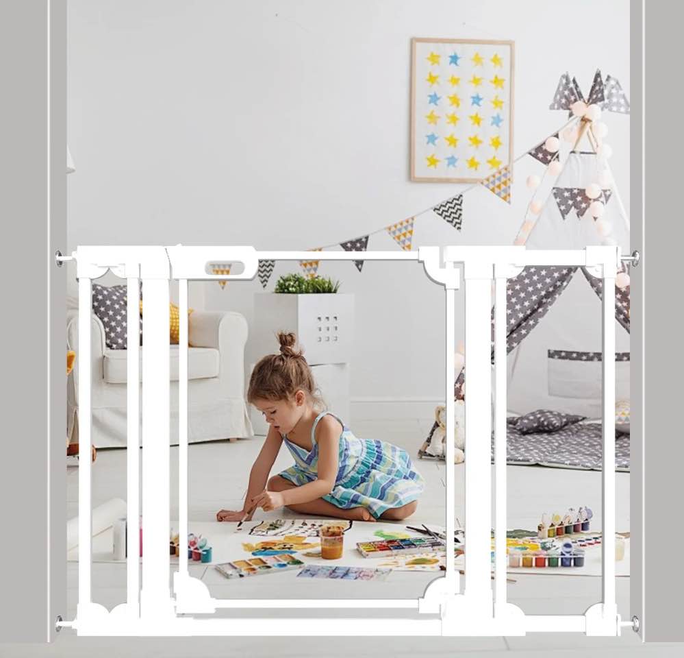 Fairy Baby Clear Baby Gate for Doorway 29-48 in Wide Pressure Mounted Baby Safety Gates Whi