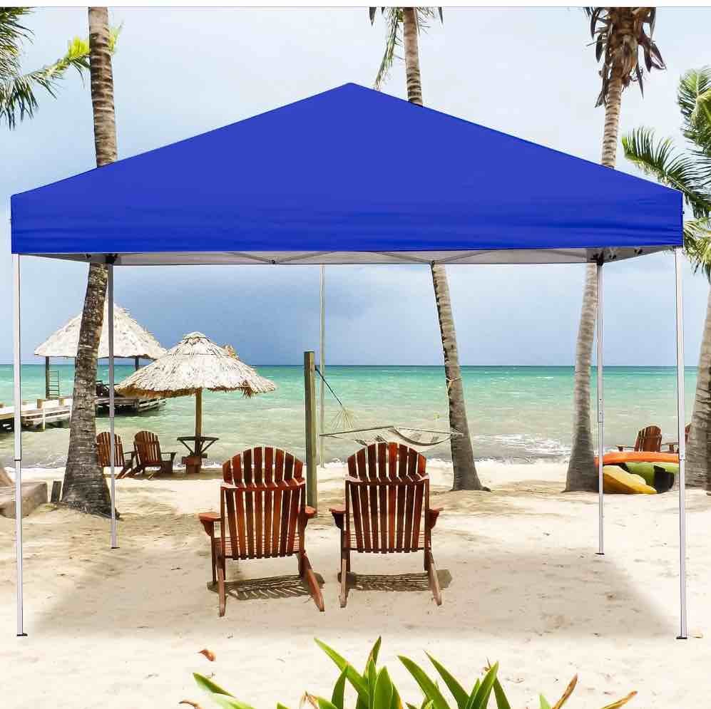 GVDV Canopy Tent, 10x10 ft Easy Pop up Outdoor Canopy Tent, Portable Straight Leg Gazebo Instant Canopy, Blue
