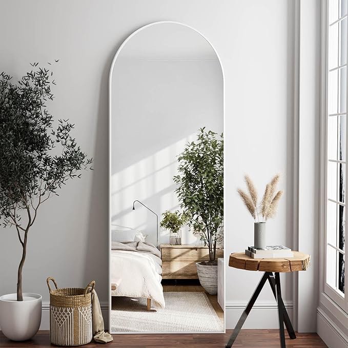 21 in. x 64 in. Arched Full Length Mirror with Aluminum Frame, Free Standing, Leaning, Wall Mounted
