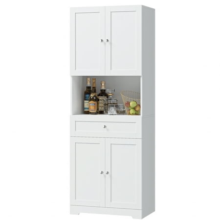 Homfa 67.5 Tall Bathroom Storage Cabinet with Drawer 4 Door Modern Freestanding Cupboard White
