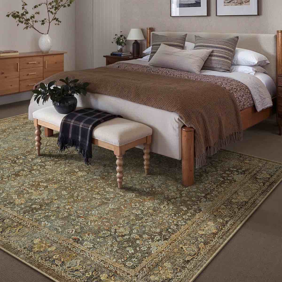 LORENA vintage oriental Persian style area rug 8 x 10