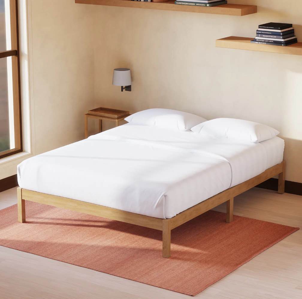 LIFEMENT Queen Classic Wood Platform Bed Frame, Solid Wood, No Box Spring Needed, Easy Assembly, Minimalist Modern Design, Under Bed Storage, Natural