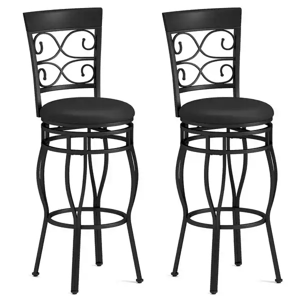 Costway Set of 2 Vintage Swivel Bar Stools 30'' Bistro Upholstered