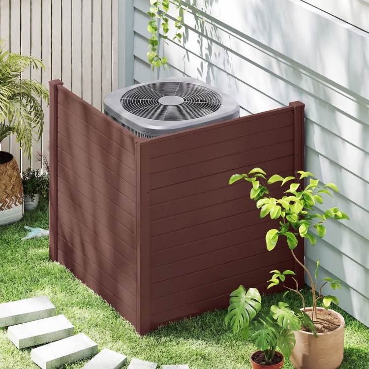 Freestanding 48 x 48 Inch Air Conditioner Fence with Metal Ground Stakes
