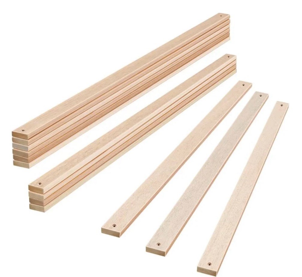 0.7-Inch Bed Slats for Queen, Replacement Support Wooden Slats, Easy Assembly, 0.7"T x 2.1"W x 61.7"L (13 Pieces), Nature