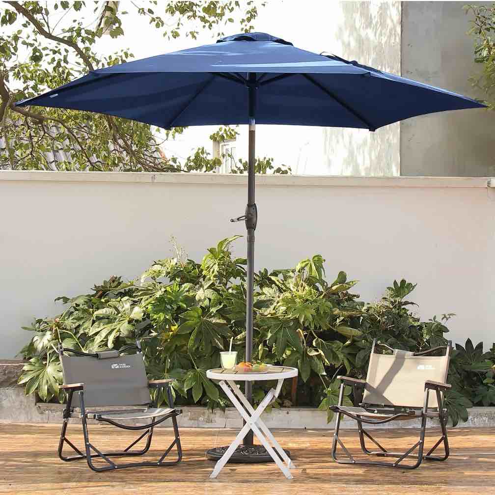 Autlaycil 9ft Navy Blue Outdoor Patio Umbrellas, Sturdy Ribs with Tilt and Crank for Table Garden Market and Poolside