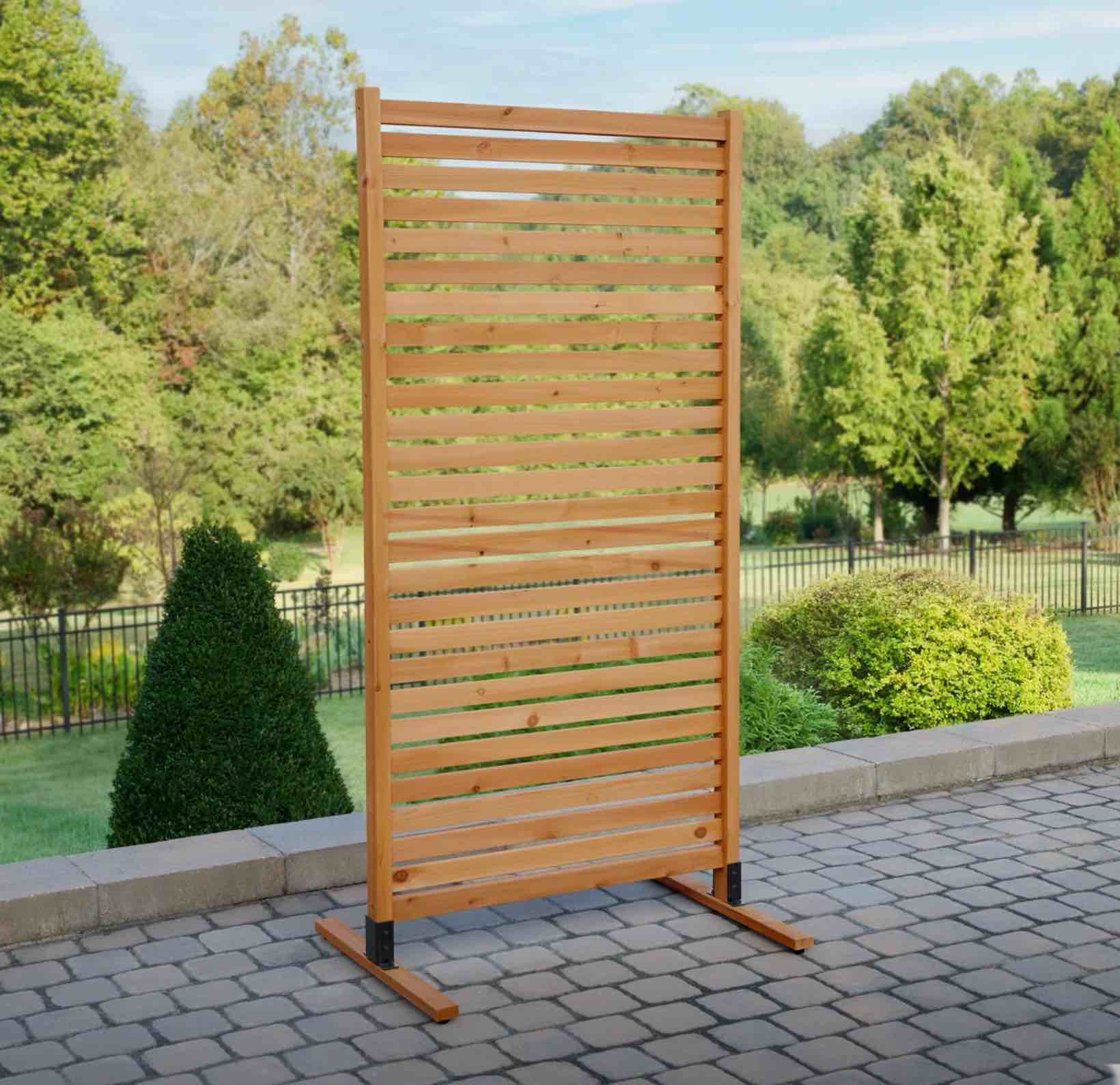 6.1ft H x 3ft W (1 Panel) Freestanding or Surface Mounted Enclo Tiaga Privacy Screen, Wood Privacy Fence Screen, Outdoor or Indoor Decorative Privacy Panel, Great for Balcony, Patio, Deck
