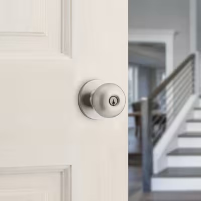 RELIABILT Baron Satin Nickel Exterior Keyed Entry Door Knob