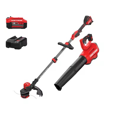 CRAFTSMAN V20 20-volt max Cordless Battery String Trimmer and Leaf Blower and Combo Kit 4 Ah (Battery Included) (Charger Included)