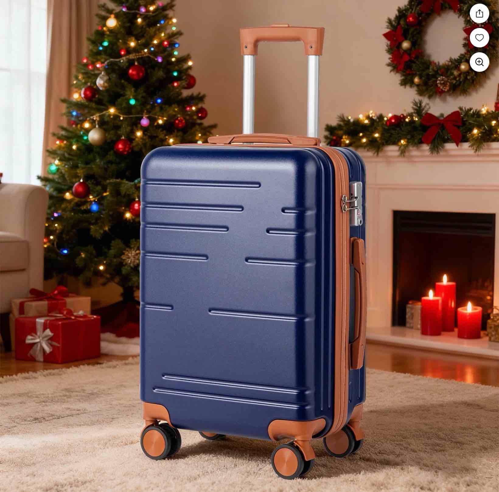 Zimtown 20” ABS Rigid Housing Hand Luggage with Swivel Wheels and TSA Lock, Navy Blue