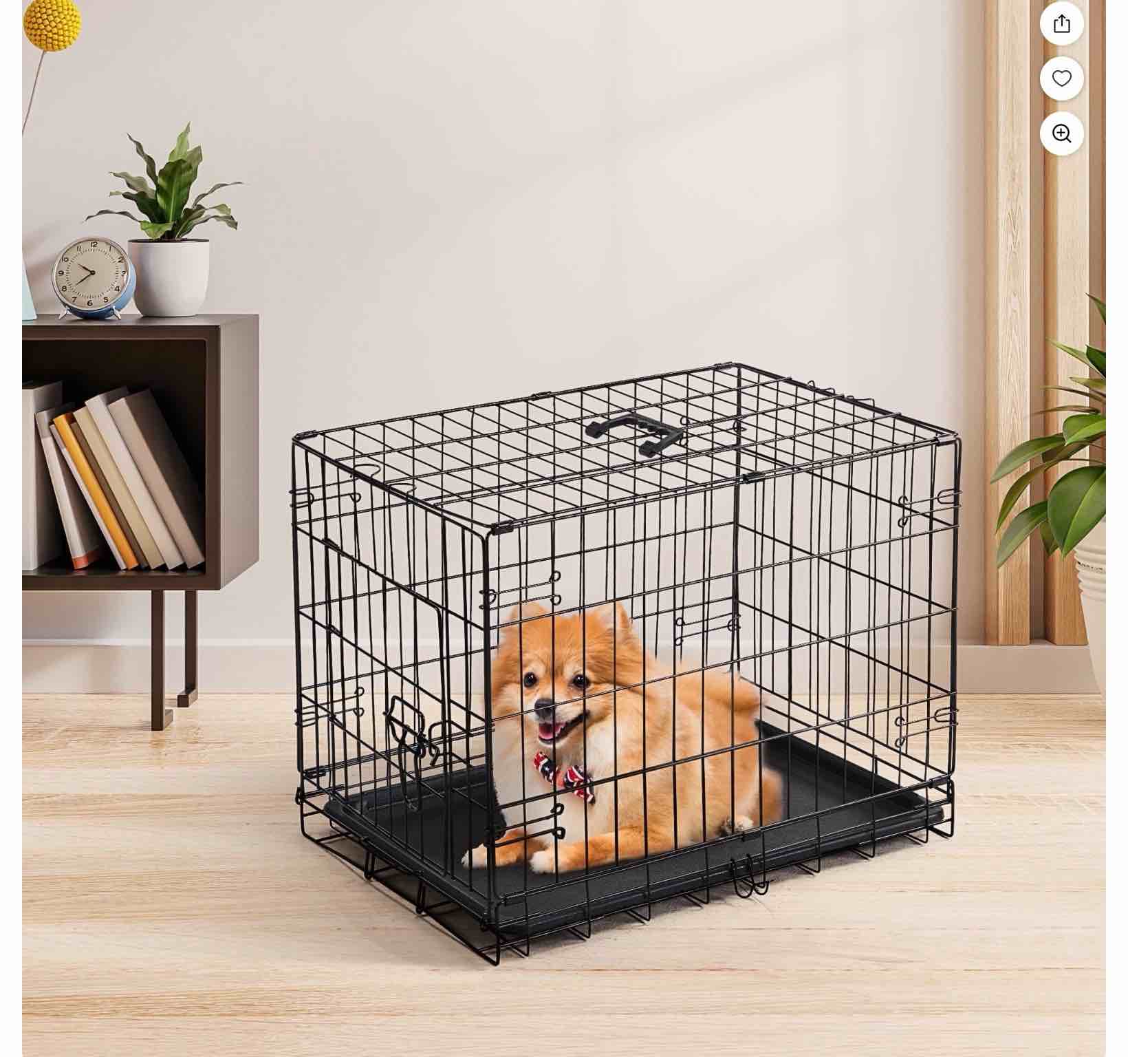 CONCETTA 24 Inch Single Door Foldable Dog Cage, Portable Small Cage with Leakproof Tray