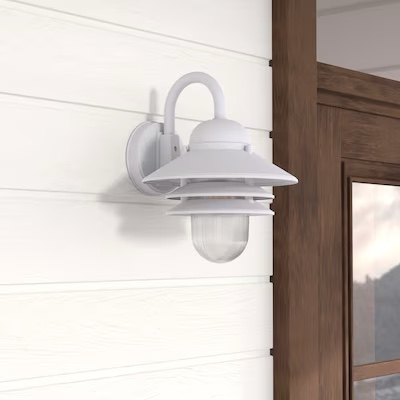 Project Source Kirsche 1 -Light 12.9-in H White Hardwired Outdoor Wall Light
