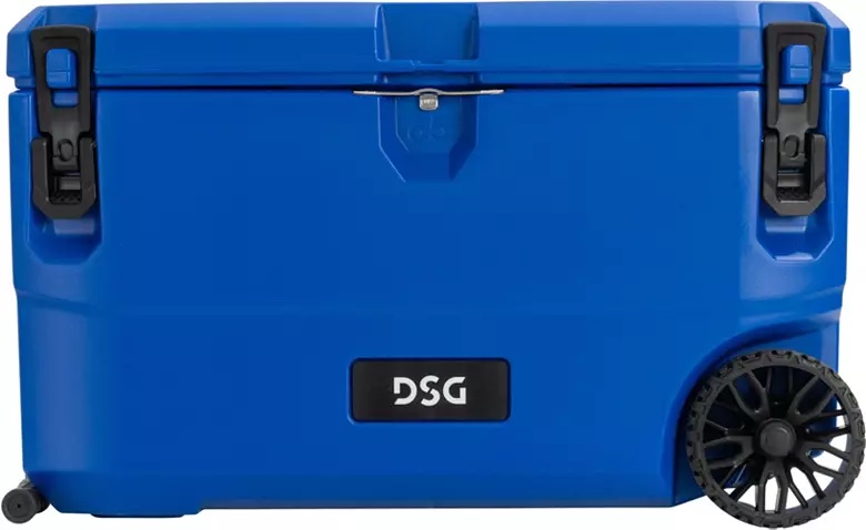 DSG Victory 65 Quart Hard Cooler with Wheels. Blue