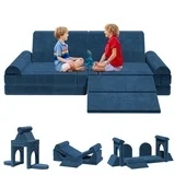 babyeap Kids Couch Sofa,11PCS Modular Sectional Sofa,Convertible Customizable Kids Play Couch,Floor Sofa Toddler Couch for Playroom Bedroom,Gift for Kids,Navy Blue