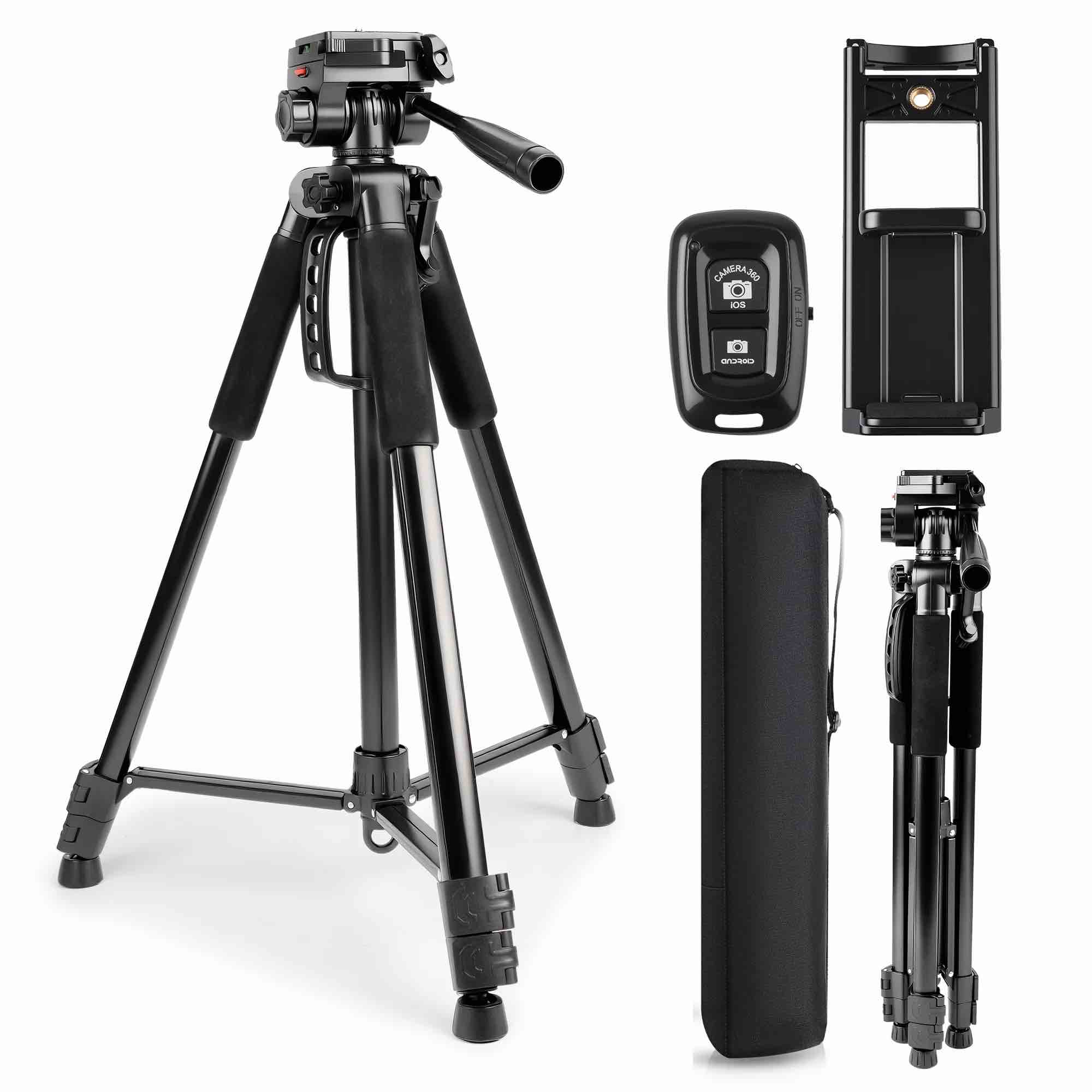 71" Camera Tripod for iphone,iphone Tripod Stand,Tripod for Camera DSLR SLR with Carry Bag, Load Capacity 5kg/11lbs,Projector Stand,Cell Phone Tripods Stand with Remote/Carry Bag/Tablet Holder