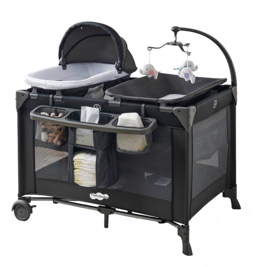 Pamo Babe 4-in-1 Baby Playard with Bassinet & Changing Table for Newborn