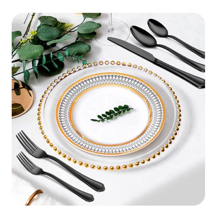 Vesteel 40-Piece Black Silverware Set for 8, Stainless Steel Flatware Cutlery Set with Scalloped Edge, Modern Tableware Eating Utensils Set 4.7 stars out of 9 reviews (4.7)| 9