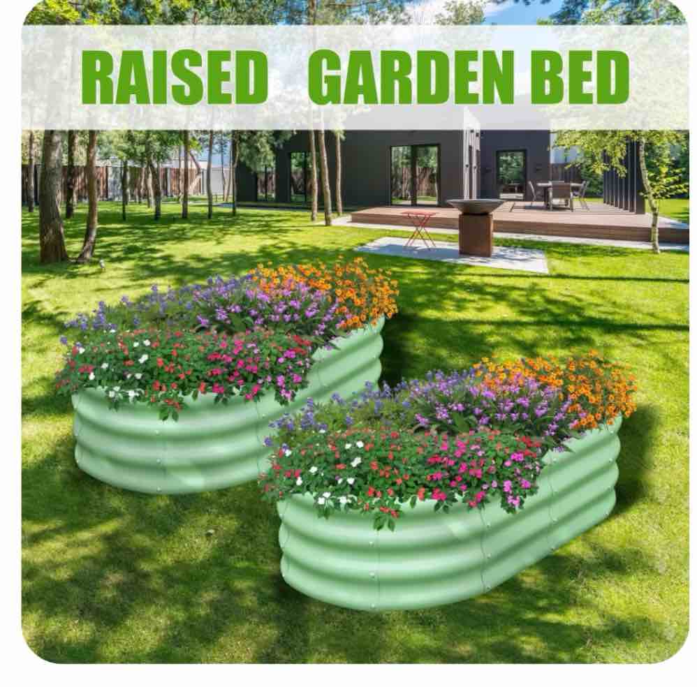 SnugNiture Raised Garden Bed, 3Pcs 4x2x1ft Galvanized Metal Planter Box, Green