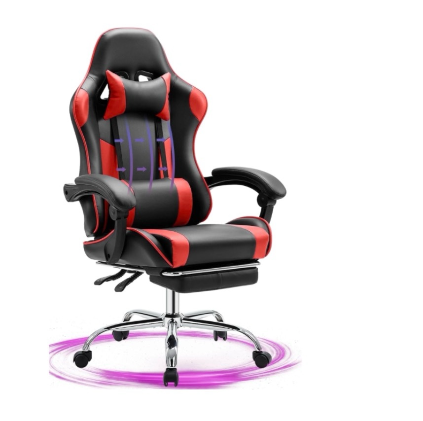 JONPONY Big and Tall Gaming Chair, Ergonomic Design, Gamer Chair PU Leather with Footrest and Lumbar Support, High Back Office Chair Support 8 Hours Long Sitting, Computer Chair,Black RED