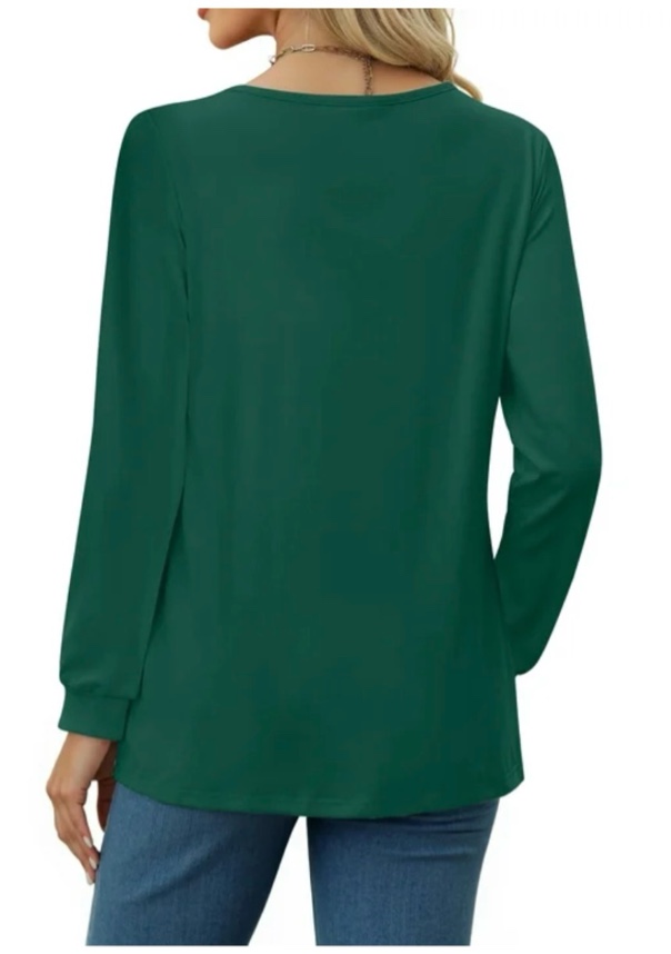 Fantaslook V Neck Blouses for Women Dressy Casual Tops Button Long Sleeve Shirts Trendy Fall Tops