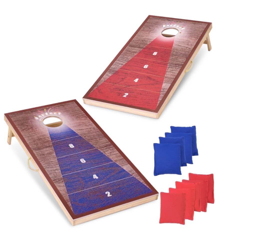 Naipo 4x2FT Cornhole Game Set with 8 Bean Bags Portable Outdoor Wooden Cornhole Boards Set Perfect for Adults Family Beach Yard Camping Parties Games