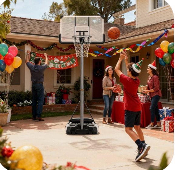 MaxKare 44In Basketball Hoop 7.5 ft to 10 ft Height Upgrade Large Base Portable Basketball Goal System with Quick Adjustment for Full Range of Players Indoor Outdoor Use