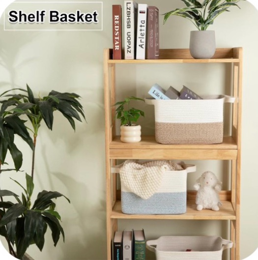 OIAHOMY Storage Basket, Woven Baskets for Storage, Cotton Rope Basket for toys,Towel Baskets for Bathroom - Pack of 4, Gradient Yellow