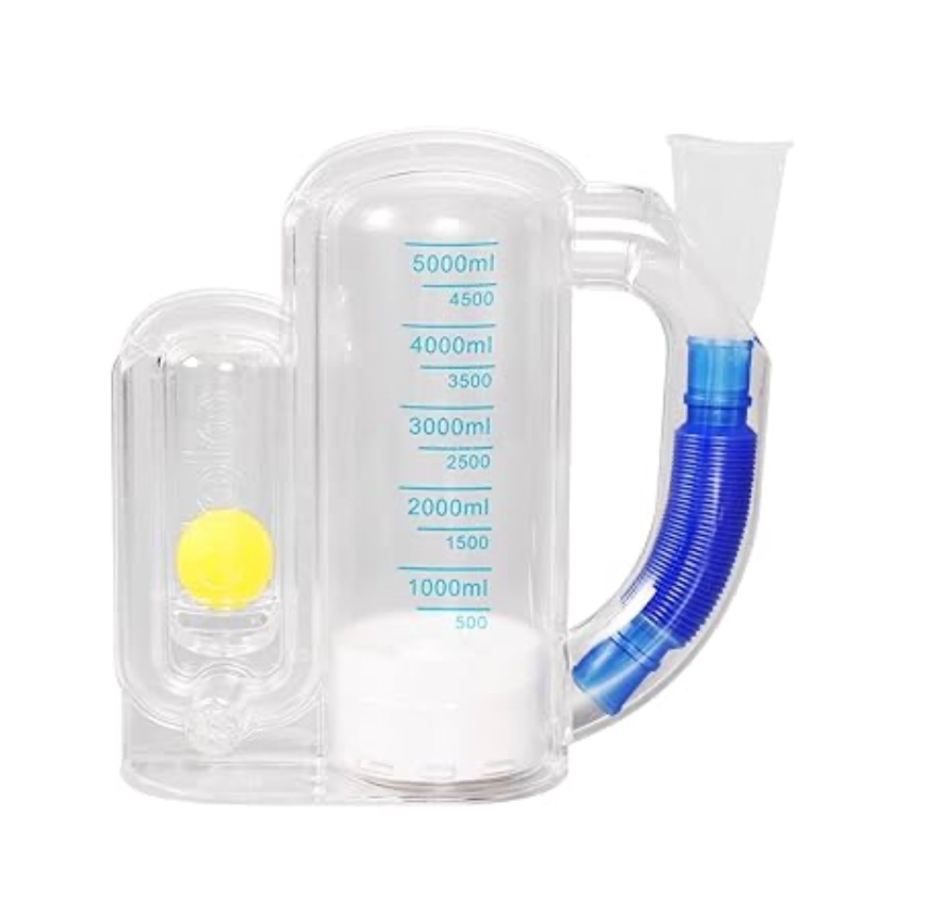Breathing Exercise Device for Lungs, Deep Breathing Trainer for Adults - 5000ml Volume Measurement with Flow Rate Indicator