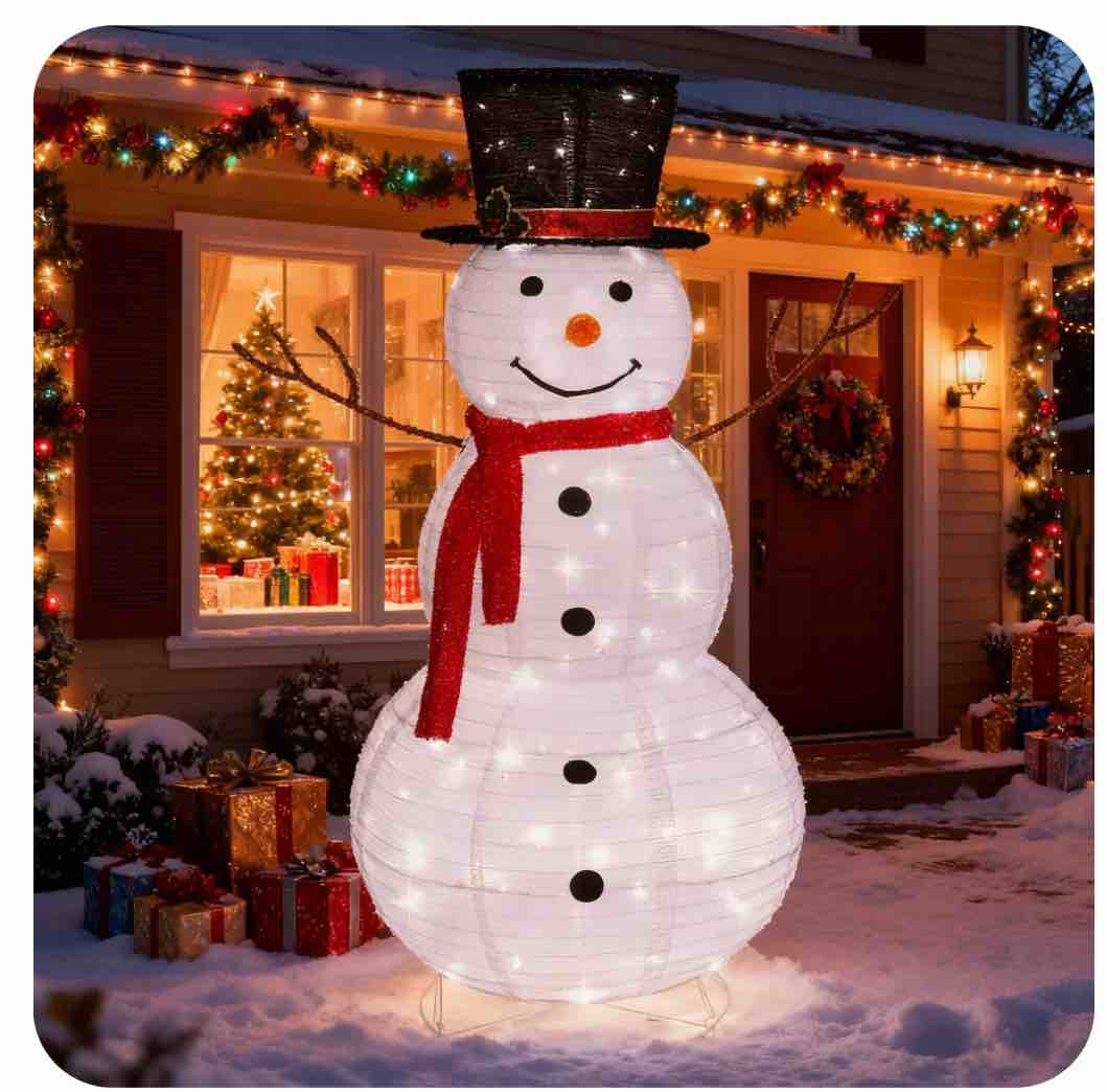 Zimtown LED Lighted Snowman Christmas Snowman w/ 180 LED Lights,Hat Christmas Outdoor Decoration