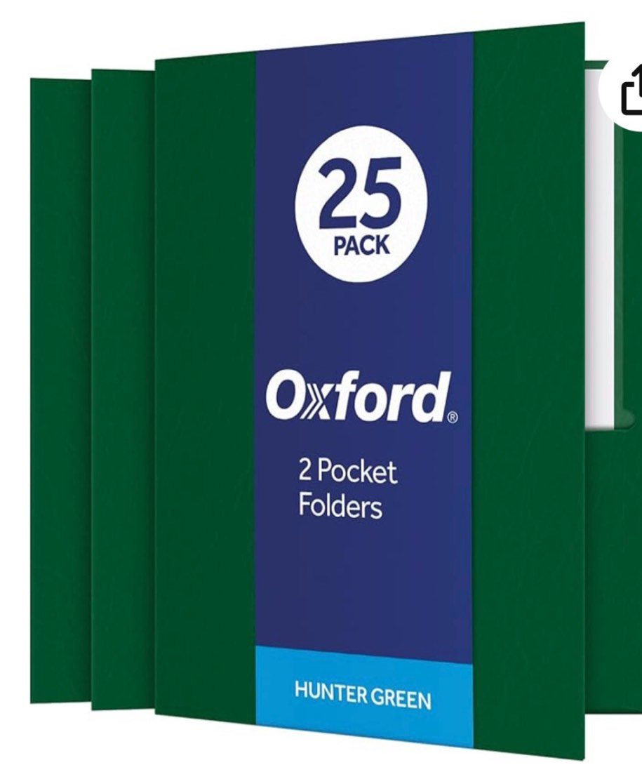 Oxford Twin-Pocket Folders, Textured Paper, Letter Size, Hunter Green, Holds 100 Sheets, Box of 25 (57556EE) Hunter Green 25 Count (Pack of 1) Folders