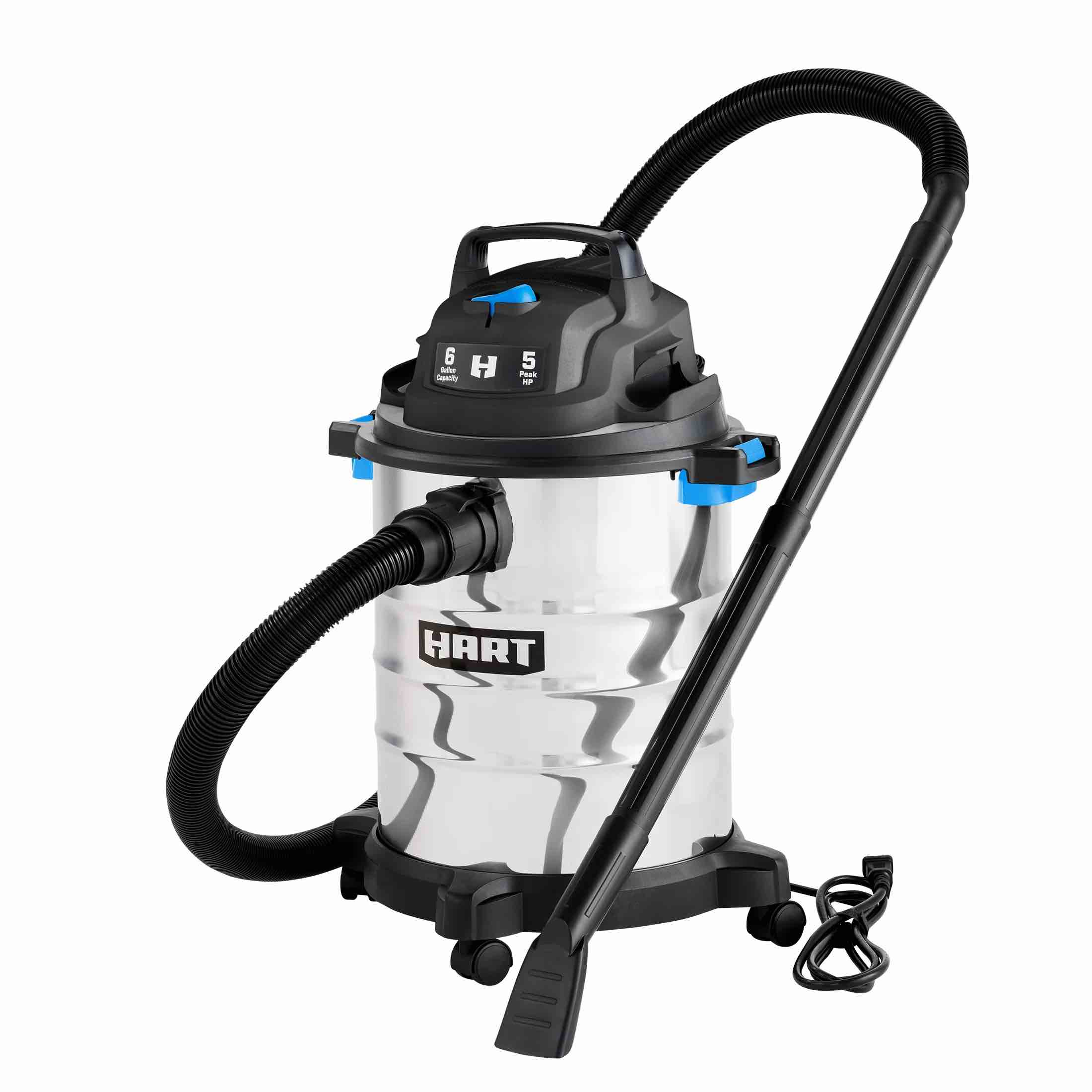 Hart 6 gallon 5 peak HP stainless steel wet/dry vacuum with bonus car cleaning kit, new
