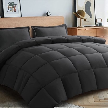 Comforter Queen Gray All Season Down Alternative Cooling Quilted Duvet Insert Bed Comforter with Corner Tabs Washable Hypoallergenic Reversible Qui