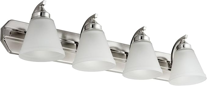 Sunlite 45058 30-Inch Modern Incandescent Vanity Bell Shaped Light Fixture, Max 100 Wattage, 120 Volts, 4 Medium E26 Base Sockets (A19), Frosted Glass, UL Listed, Brushed Nickel Finish
