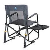 GCI Outdoor Freestyle Rocker with Side Table Foldable Rocking Camp Chair, Heathered Pewter