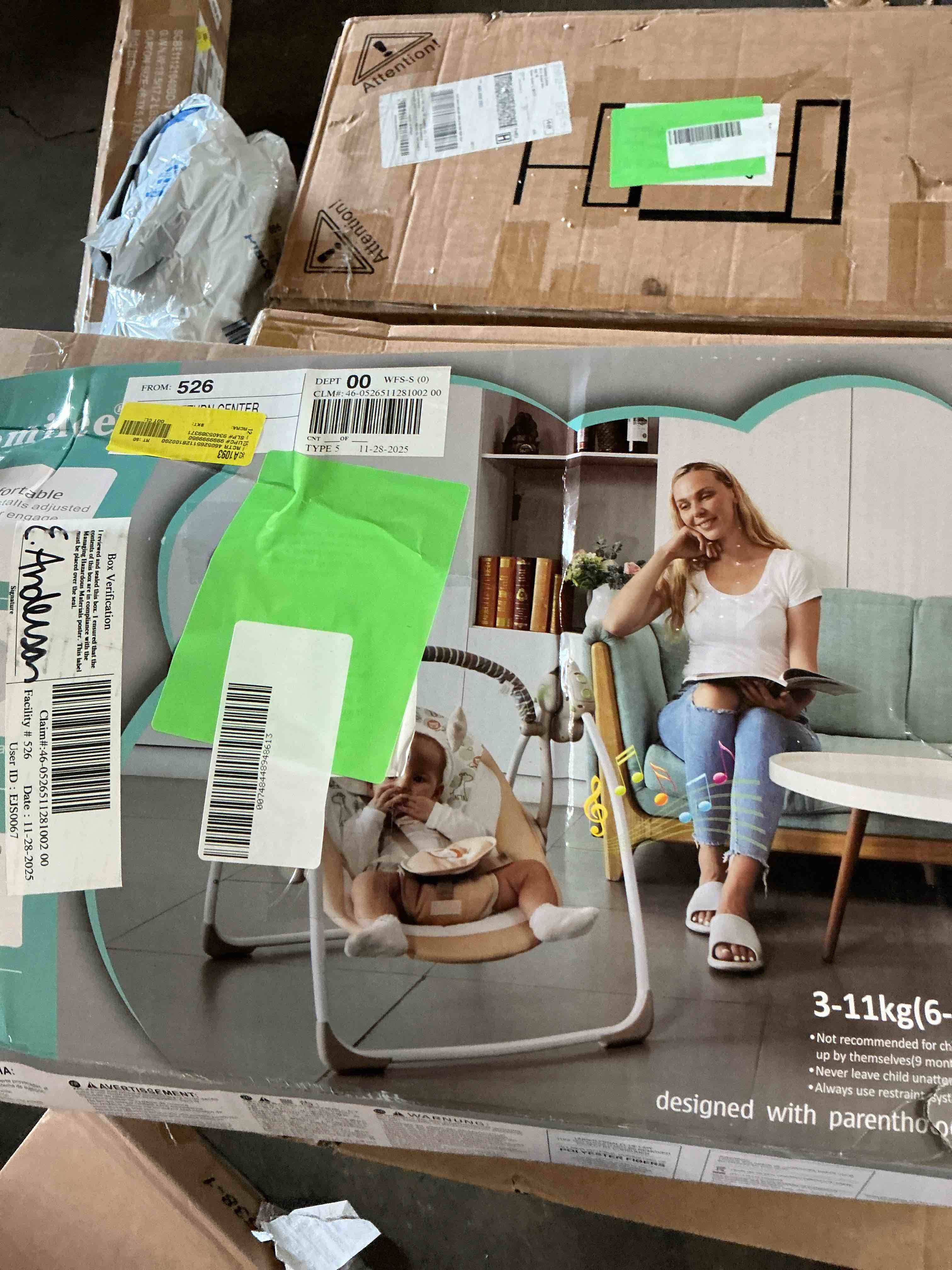 Vikua Baby Swings for Infants,Foldable Baby Swing with Adaptable Speeds,Music,0-9 Months,Pink