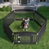 CONCETTA Plastic Dog Playpen 24 Inch, 6-Panel Pet Fence for Small Dog, Black