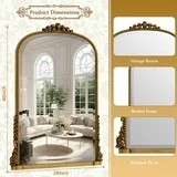 BEAUTYPEAK 40"x 28" Arched Vanity Mirror Decor Wall Mirror for Bathroom,Antique Gold