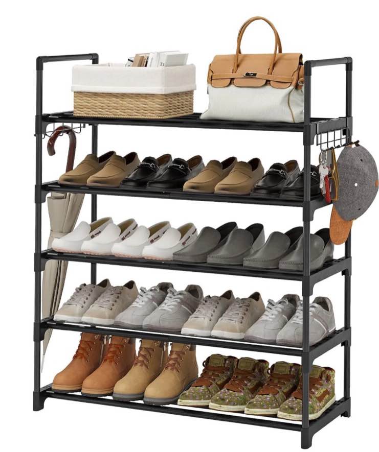 5 Tiers Shoe Rack,Shoe Organizer Storage 31.5" Vertical Shoe Shelf Shoe Rack Organizer for Entryway, Closet, Garage, Bedroom,Cloakroom