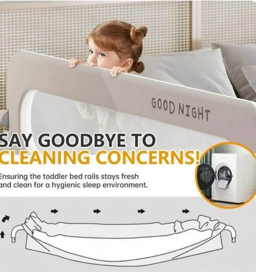 69in Baby Safety Rails Height Adjustable Bed Guardrail for Toddlers Single Piece