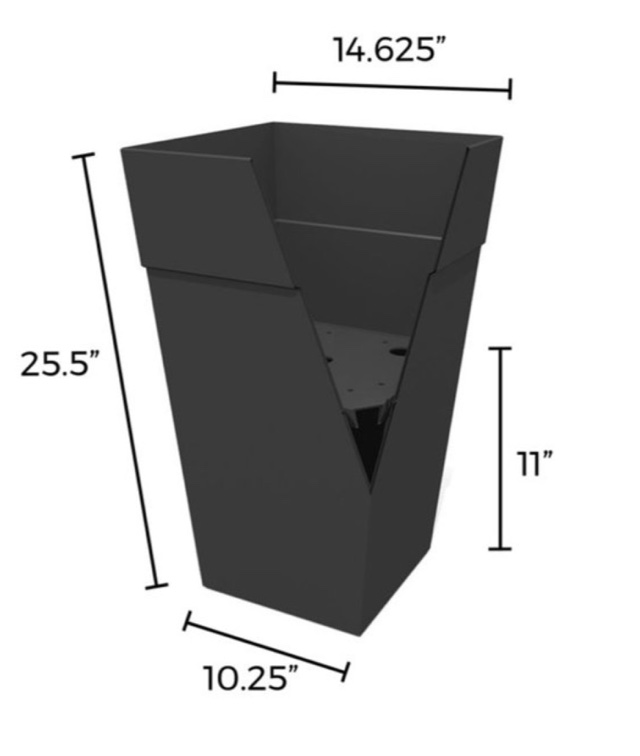 Finley 25 in. Square Tall Plastic Planter, Black (1Pack)