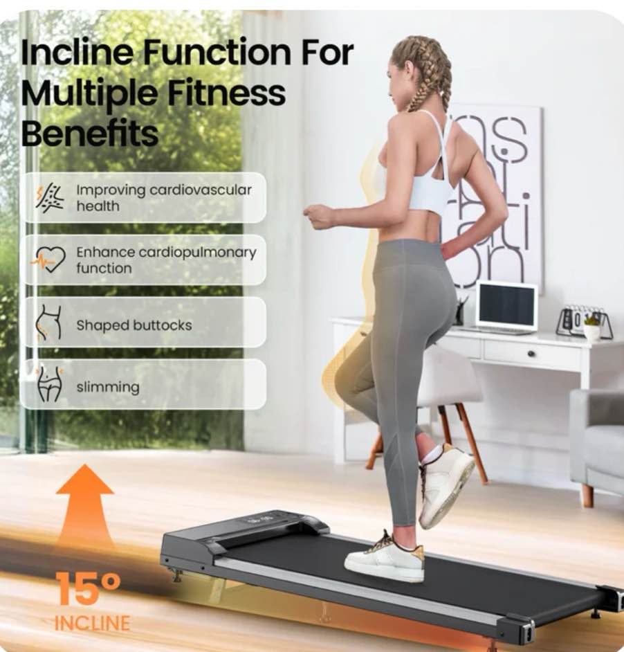 Walking Pad with Incline,Patbrela 2.5 HP Under Desk Treadmill Small with LED Display &Remote Control,4 in 1 Incline Walking Pad 300 Lbs Portable Treadmill for Home Office