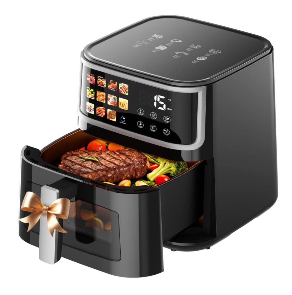 Air Fryer, LED Digital Color Display with Easy-View Window, 9QT for 4-6 People, 1700W Powerful Heating, Nonstick & Dishwasher Safe Frying Basket, 85% Less Oil