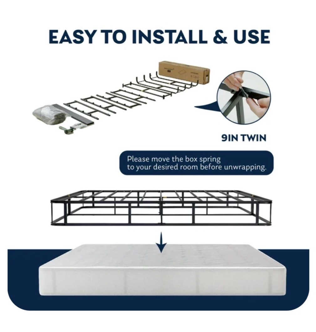 EGOHOME 9 inch Queen Size Metal Box Spring, Easy Assembly Mattress Foundation
