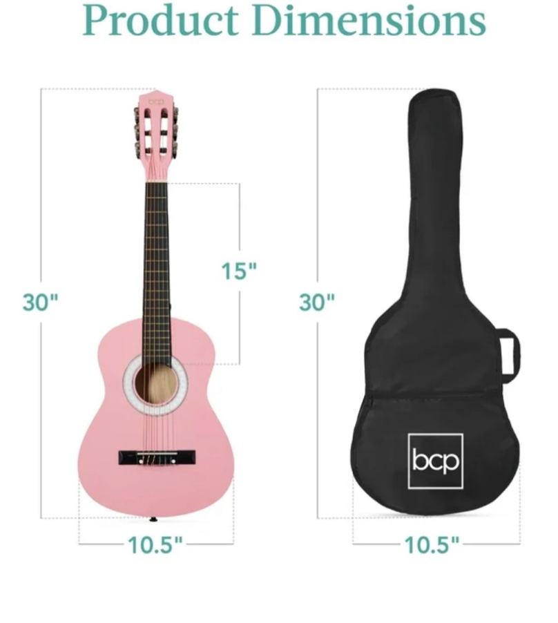 Best Choice Products Walmart Exclusive 30in Kids Acoustic Guitar Beginner Starter Kit w/ Strap, Case, Strings - Walmart Pink