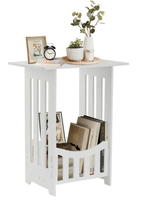 ORFELD Nightstand Bedside Table, 2-Tier End Tables Small Side Tables for Bedroom Livingroom, White