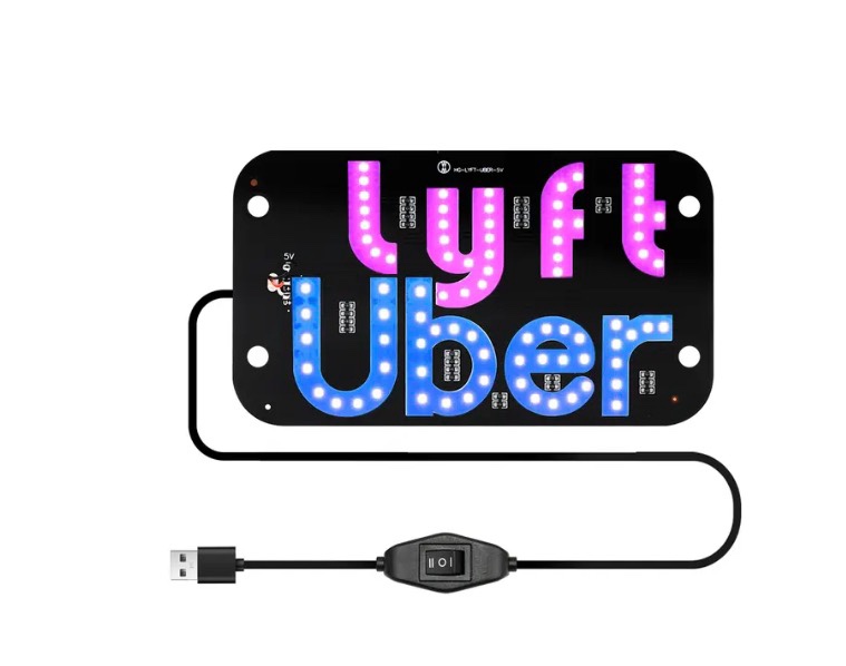 For Car 2in1 Uber/lyft Glowing Sign USB Powered Car LED Sign Light Multifunctional Switchable Mode USB Signal Light Car Interior Decorative Light Car Accessories