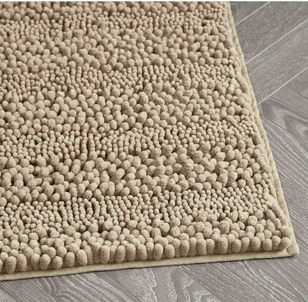 GORILLA GRIP Bath Rug Mat, Thick Soft Absorbent Chenille, Quick Dry Microfiber Mats, Rubber Backing Washable Shower Floor Rugs, US Designed Bathroom Bathmat Home Decor Accessories, 24x17, Sand